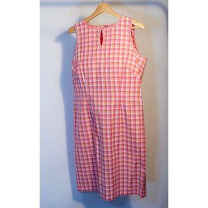 1990s Liz Claiborne Pink Plaid and Gingham Sleeveless Dress